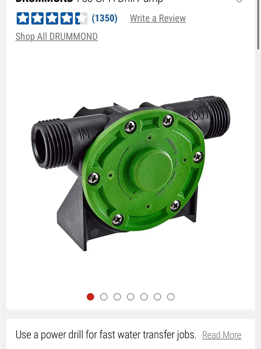 Drummond 700 GPH Drill Pump - Green and Black